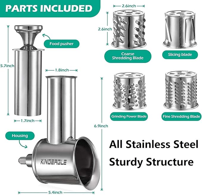 Stainless Steel Slicer Shredder Attachment for KitchenAid Mixer, Cheese Grater Attachment, Food Slicer for KitchenAid Mixer, Accessories for Kitchenaid