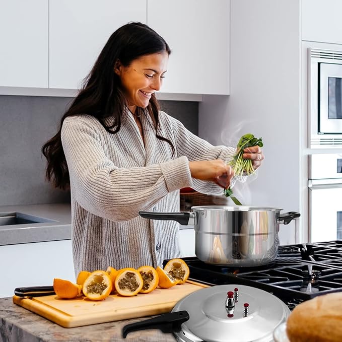 5.3 Quart Pressure Cooker, 10 Psi Induction Compatible Pressure Canner w/Multiple Pressure Control & Protection, Canning Rack Included