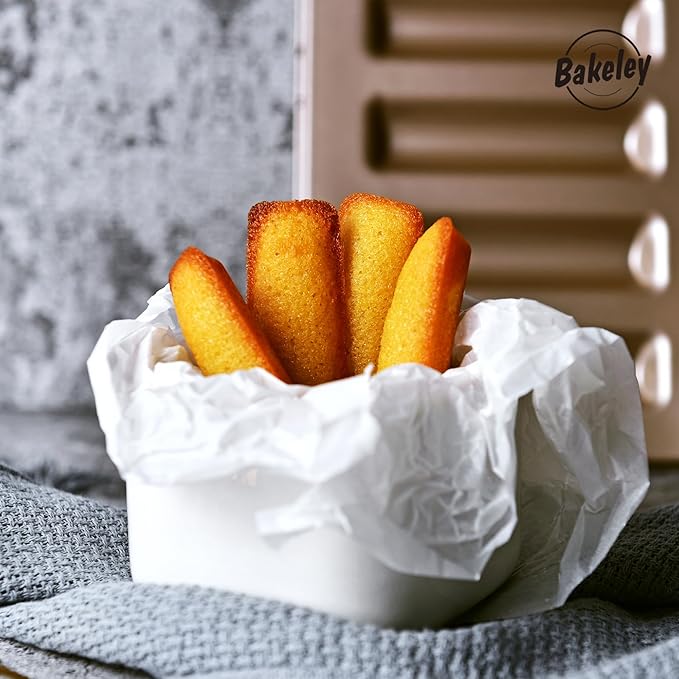 Financier Cake Pan, 12-Cavity Non-Stick Rectangle Muffin Pan Biscuits Cookies Bakeware for Oven Baking (Champagne Gold)