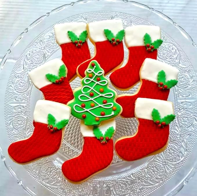 Christmas Cookie Cutters Large 6Pcs, Metal Christmas Hat Socks Candy Canes Santa Claus Ginger Man Mini Tree Shapes Cookie Cutters, 430 Stainless Steel Biscuit Fondant Doubt Cutter
