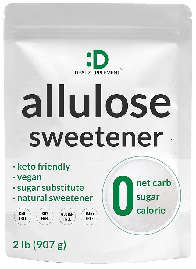 Allulose Sweetener 2 Pounds – Natural Sugar Subsitutes, No Aftertaste - Keto Friendly, Vegan, Zero Net Carb, Zero Calorie, Great for Cooking & Baking