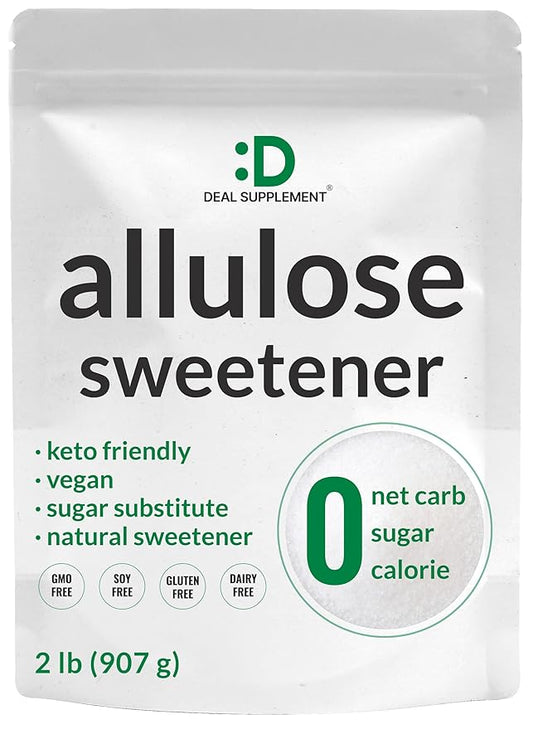 Allulose Sweetener 2 Pounds – Natural Sugar Subsitutes, No Aftertaste - Keto Friendly, Vegan, Zero Net Carb, Zero Calorie, Great for Cooking & Baking