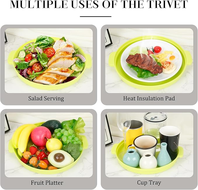 10.7 Inch Microwave Food Cover with Heat Insulation Mat, Anti-Scald Collapsible Microwave Splatter Cover, Multi-Functional as Colander & Fruit Plate, Dishwasher Safe, Ideal for Meal Prep (Green)