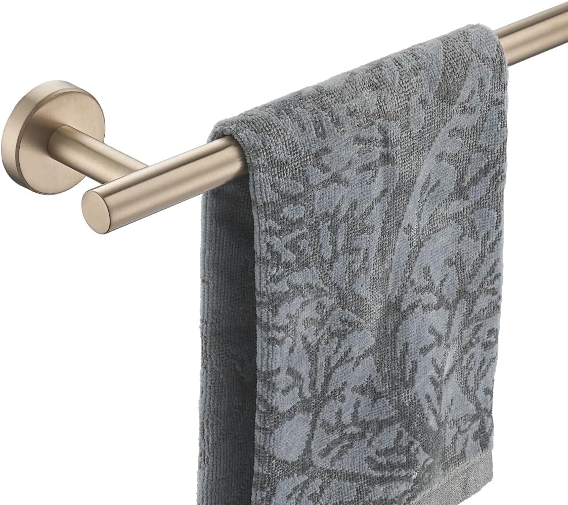 JQK Champagne Bronze Towel Bar, 19 Inch 304 Stainless Steel Thicken 0.8mm Towel Rack Bathroom, Towel Holder Wall Mount, Useable Length 16 Inch, TB110L16-CB
