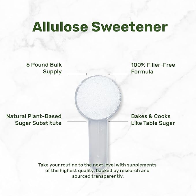 Allulose Sweetener 6 Pounds – Natural Sugar Substitutes, No Aftertaste – Keto Friendly, Vegan, Zero Net Carb, Zero Calorie – Great for Cooking & Baking