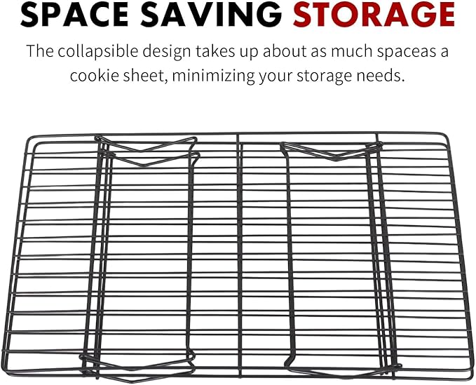 ShellKingdom Cooling Racks, Stainless Steel Non-Stick Baking Racks And Oven Safe Wire Cool Racks for Cookies, Cakes and Baking, 2-Tier, Foldable