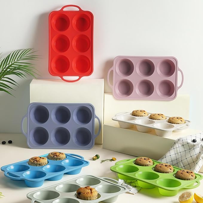 2 Packs 6 Cups Silicone Muffin Pan with Metal Reinforced Frame Cupcake Pan Tray Egg Molds Mother Day Best Mama Bonus Mom Ever Mother In Law Gifts Step Mom Stepmom Grandma Gigi Granny Nana Present