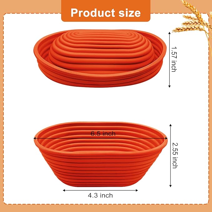 Silicone Banneton, Sourdough Bread Baskets (Set of 5, 6.5 Inch), Mini Oval Proofing Bowls, Bread Making Baking Supplies, Banneton proofing basket for Sourdough Baking