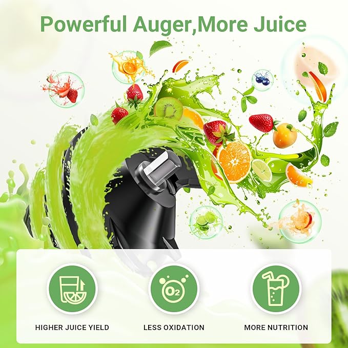 AAOBOSI Cold Press Juicer, 4.35" Large Feed Chute Masticating Juicer Machines (Upgrade) High Juice Yield Slow Juice Extractor fit Fruits &Vegetables, Easy to Clean, New Designed for Home and Travel