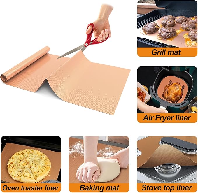 UBeesize 75 Inch Roll Reusable Copper Oven Liners for Bottom of Oven,Thick Heavy Duty Non Stick Teflon Oven Mats Cut to Custom Fit Electric, Gas, Toaster，Convection, Microwave Ovens and Grills