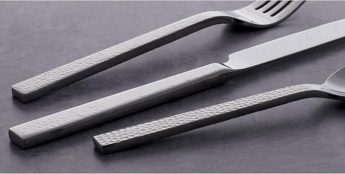 Oneida Chef's Table Hammered 20 Piece Everyday Flatware, Service for 4 18/0 Stainless Steel, Silverware Set