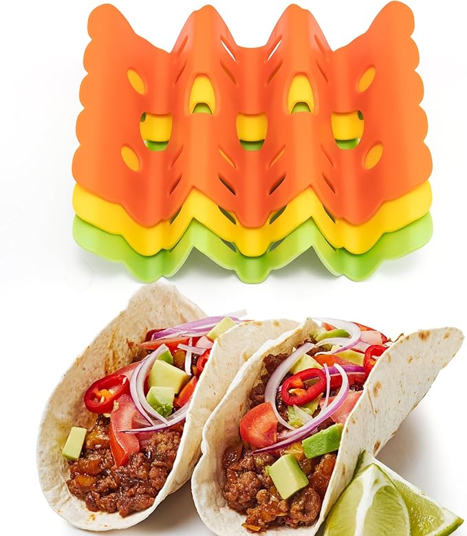 Li&Zhao Taco Holder Stands - 3 PCS Colorful Taco Trays Taco Plates Taco Rack Taco Stands Taco Shell Holder for Baking Grill Barbecue Oven Dishwasher & Microwave Safe