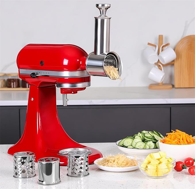 Stainless Steel Slicer Shredder Attachment for KitchenAid Mixer, Cheese Grater Attachment, Food Slicer for KitchenAid Mixer, Accessories for Kitchenaid