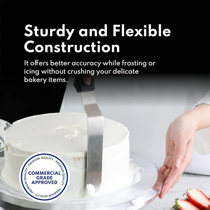 New Star Foodservice 38095 Angled Icing Spatula, 10-Inch Blade, 15-Inch Overall, Silver