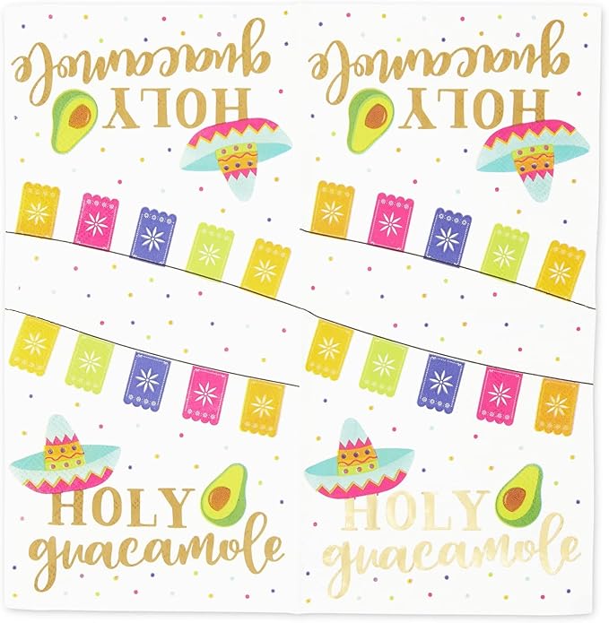 100 Pack Mexican Fiesta Napkins for Cinco de Mayo Party Supplies, Taco Fiesta Decorations in 4 Designs (5x5 In)