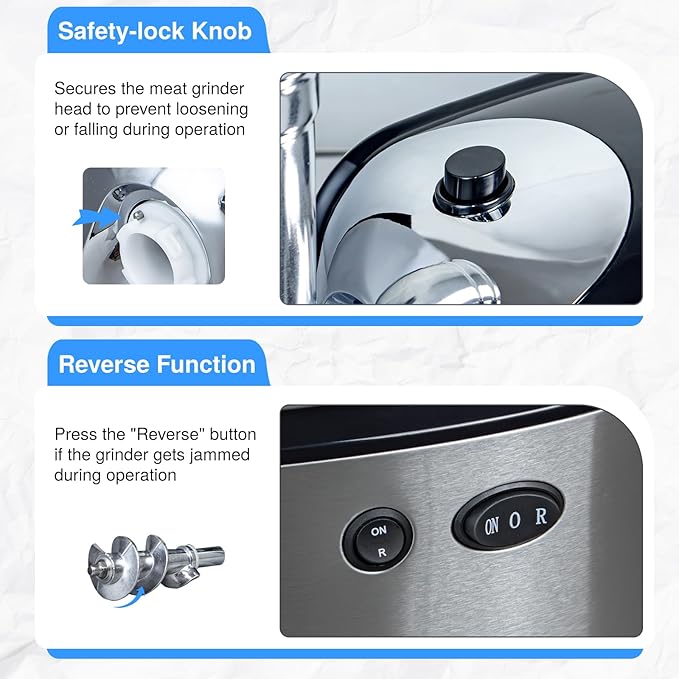 Electric Meat Grinders for Home Use, 3000W Max Sausage Stuffer Machine Kitchen Meat Grinder Heavy Duty With 3 Grinding Plates, Sausage Maker Tubes & Kubbe Kit Stainless Steel Food Grinder