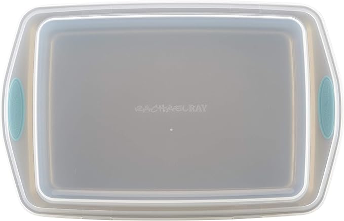 Rachael Ray Cucina Nonstick Baking Pan / Cake Pan With Lid and Grips, Rectangle - 9 Inch x 13 Inch, Brown