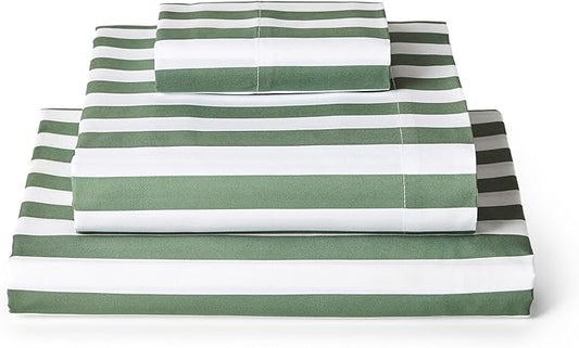 Mellanni Twin Sheets Set - 3 PC Iconic Collection Bedding - Hotel Luxury, Extra Soft, Cooling Bed Sheets - Wrinkle, Fade, Stain Resistant (Twin, Oxford Stripe Sage)