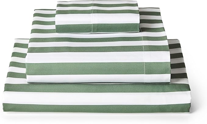 Mellanni Twin XL Sheets Set - 3 PC Iconic Collection Bedding - Hotel Luxury, Extra Soft, Cooling Bed Sheets - Wrinkle, Fade, Stain Resistant (Twin Extra Long, Oxford Stripe Sage)
