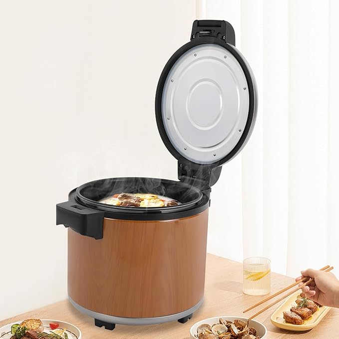 Commercial Electric Rice Warmer-23L/6Gal Large Capacity Food Warmer with Non-Stick Inner Pot,Surround Heating & One-Touch Operation,Perfect for Restaurants,Buffets, Catering,Hotels,Parties (Burlywood)