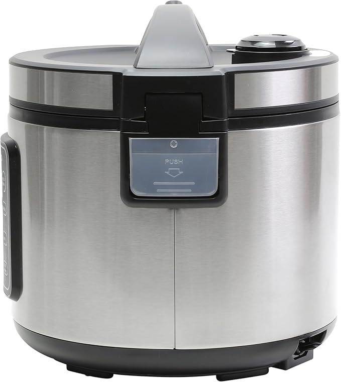 West Bend Rice & Grain Multi Cooker Programmable with 9 Preset Functions, Features Delay Start and Keep Warm Functions and Steam Basket, 20 Cups Cooked, Stainless Steel