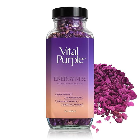 Vital Purple High Flavonal 100% Raw Cocoa Energy Nibs – 900mg Flavanols, Purple Cacao, Unroasted & Unfermented - Clean Fuel for Performance & Recovery (10 oz)