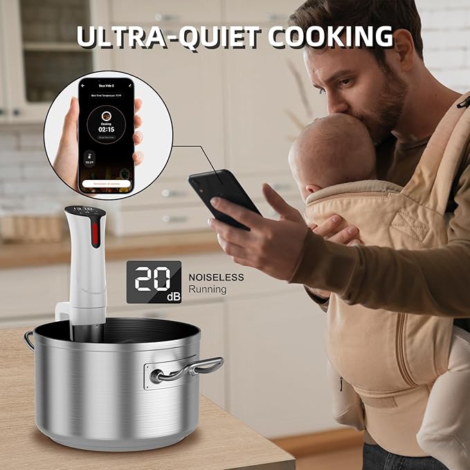 5G WIFI Sous Vide Machine|1100 Watts Sous Vide-Precision Cooker with Bag, Recipes| Thermal Immersion Circulator, Fast Heating with Accurate Temperature and Timer, LED Touch Screen/APP Control,White