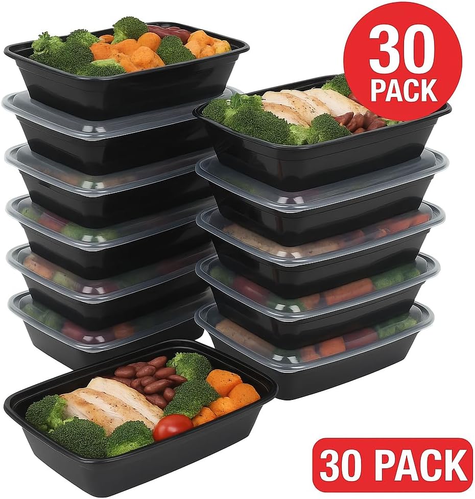 Ruthy's Outlet Meal Prep Containers W/Lids -Square Food Storage – BPA-Free| Stackable | Microwave | Freezer & Dishwasher Safe | Reusable Lunch Bento Box Portion Control & Planning (30 Pack, 12 oz)
