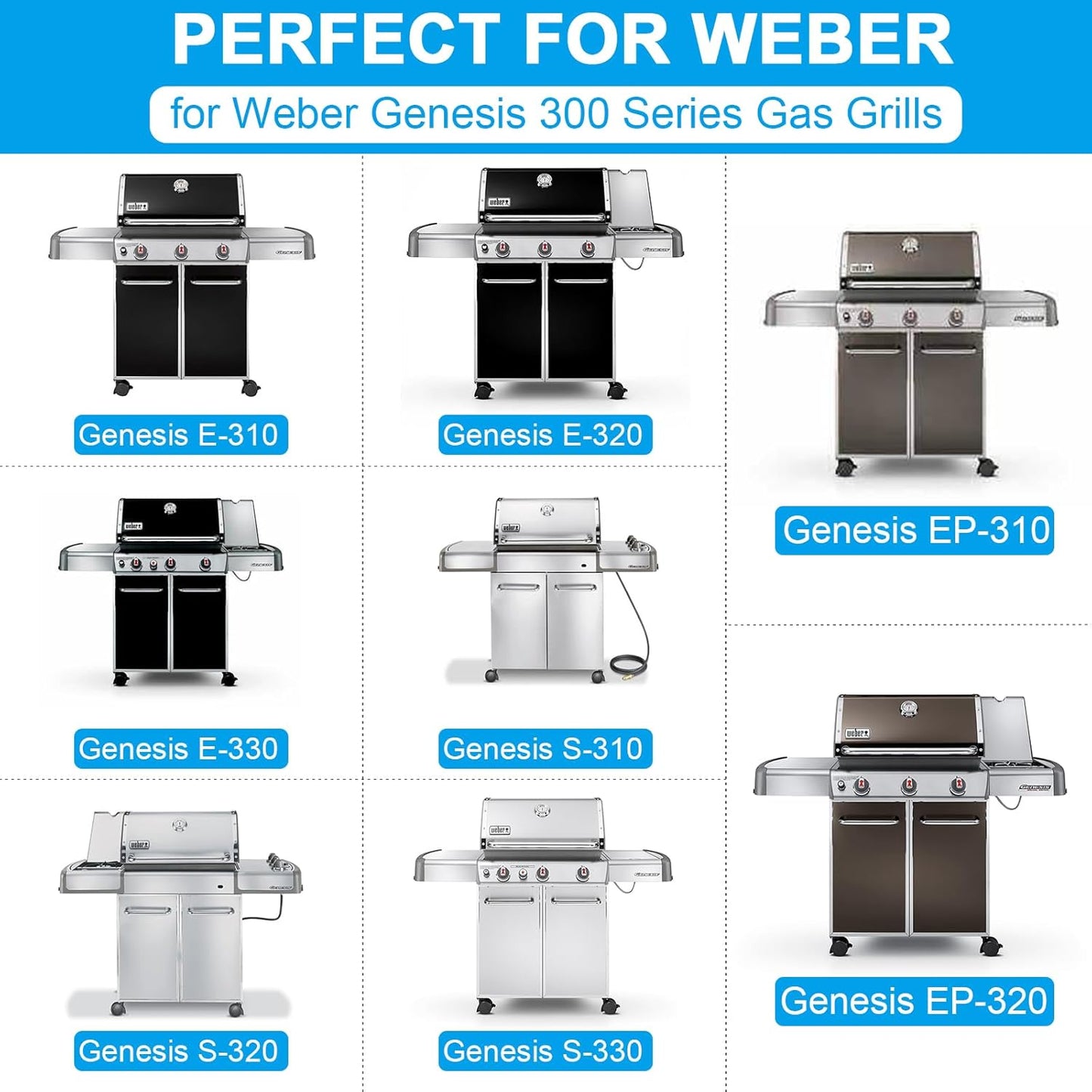 Full-Size Griddle Inserts for Weber Genesis 300 Series Gas Grills, Flat Top Griddle Replacement Parts for Weber Genesis E-310 S-310 E-320 S-320 E-330 S-330 EP-310 EP-320 EP-330 Gas Grills 7524