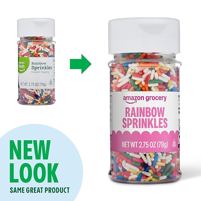 Amazon Grocery, Rainbow Sprinkles, 2.75 Oz (Previously Amazon Fresh, Packaging May Vary)