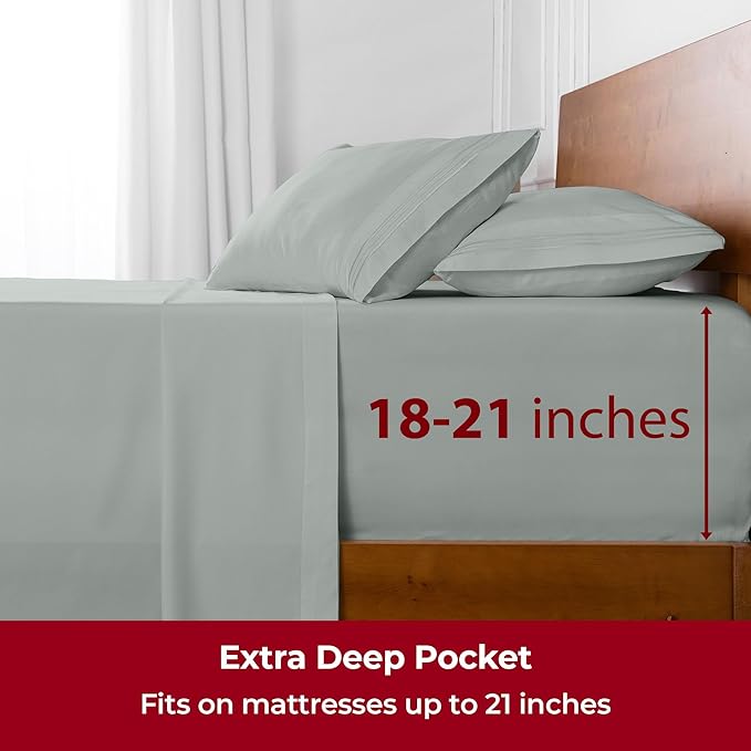 Mellanni Extra Deep Twin XL Sheets - 3 PC Iconic Collection Bedding - Hotel Luxury, Ultra Soft, Cooling Bed Sheets - Wrinkle, Fade, Stain Resistant (Twin Extra Long, Spa Mint)