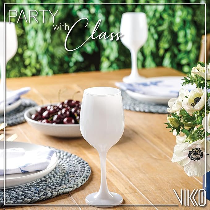 Vikko Décor Wine Glasses, White Wine Glass, 14oz Fancy Wine Glasses With Stem For Red White Wine, Thick And Durable Wine Glass, Dishwasher Safe, Great For Wine Tasting, Set Of 12 Decorative Goblets