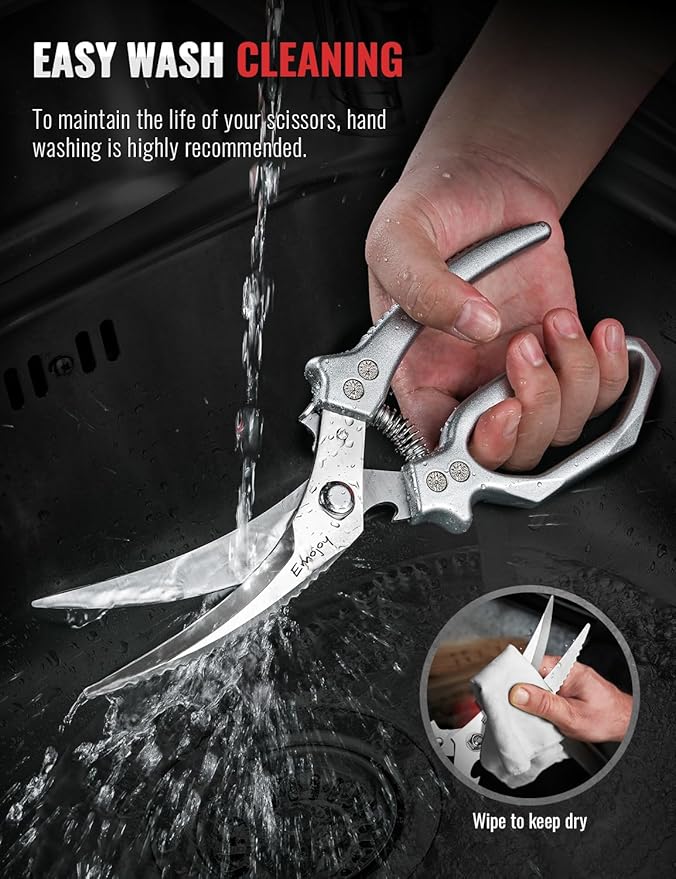 Emojoy 3-Piece Kitchen Scissors Set with Poultry Shears, Japanese Stainless Steel Kitchen Shear, All Purpose Scissor for Food, Chicken Bones, Dishwasher Safe