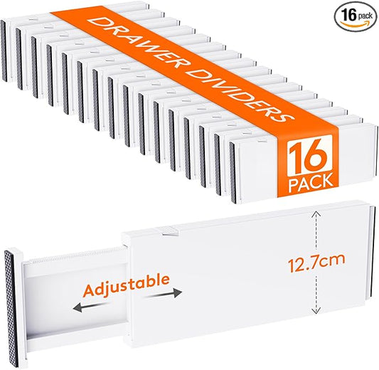Lifewit 16 Pack Drawer Dividers 5" High, 13.5-22" Adjustable Clothes Organizers, Expandable Dresser Separators in Bedroom/Bathroom/Kitchen/Office