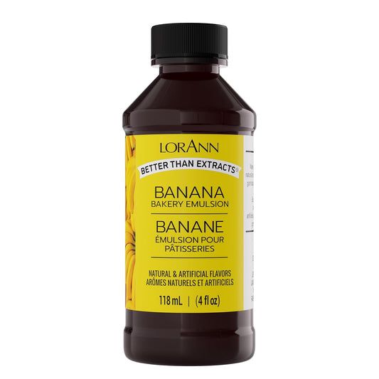 Lorann Oils Banana Bakery Emulsion: True Banana Emulsion, Ideal for Boosting Fruit Tones in Cakes, Cookies & Desserts, Gluten-Free, Keto-Friendly, Banana Extract Substitute Essential for Your Kitchen