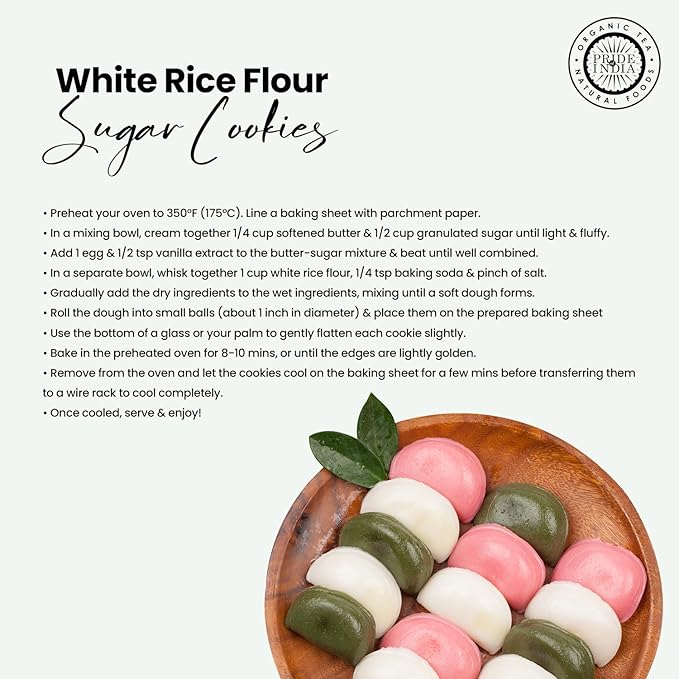 Pride of India- White Rice Flour 1 lbs (454 gm) Mild Slightly Sweet Neutral Taste Freshly Milled in Small Batches | Used for Cooking Baking Coating Thickening | Vegan, Gluten Free