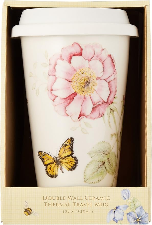 Lenox 837583 Butterfly Meadow Thermal Travel Mug, Multicolor, 1 Count (Pack of 1)