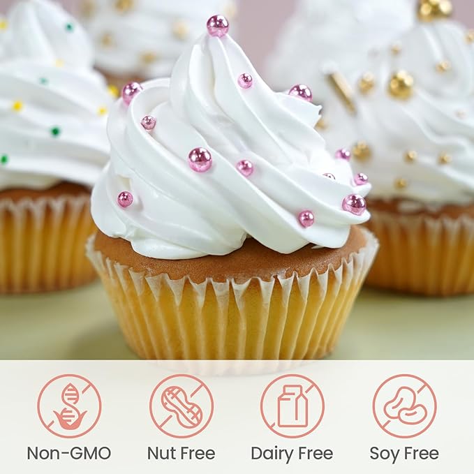 Rose Gold Pearl Sprinkles, Baking Sugar Sprinkles for Cake Decorating, 150g/5.29oz, Mix Size, Cake Decorations, Cupcake, Cookie, Ice Cream Topper, Wedding Party, Christmas Supplies