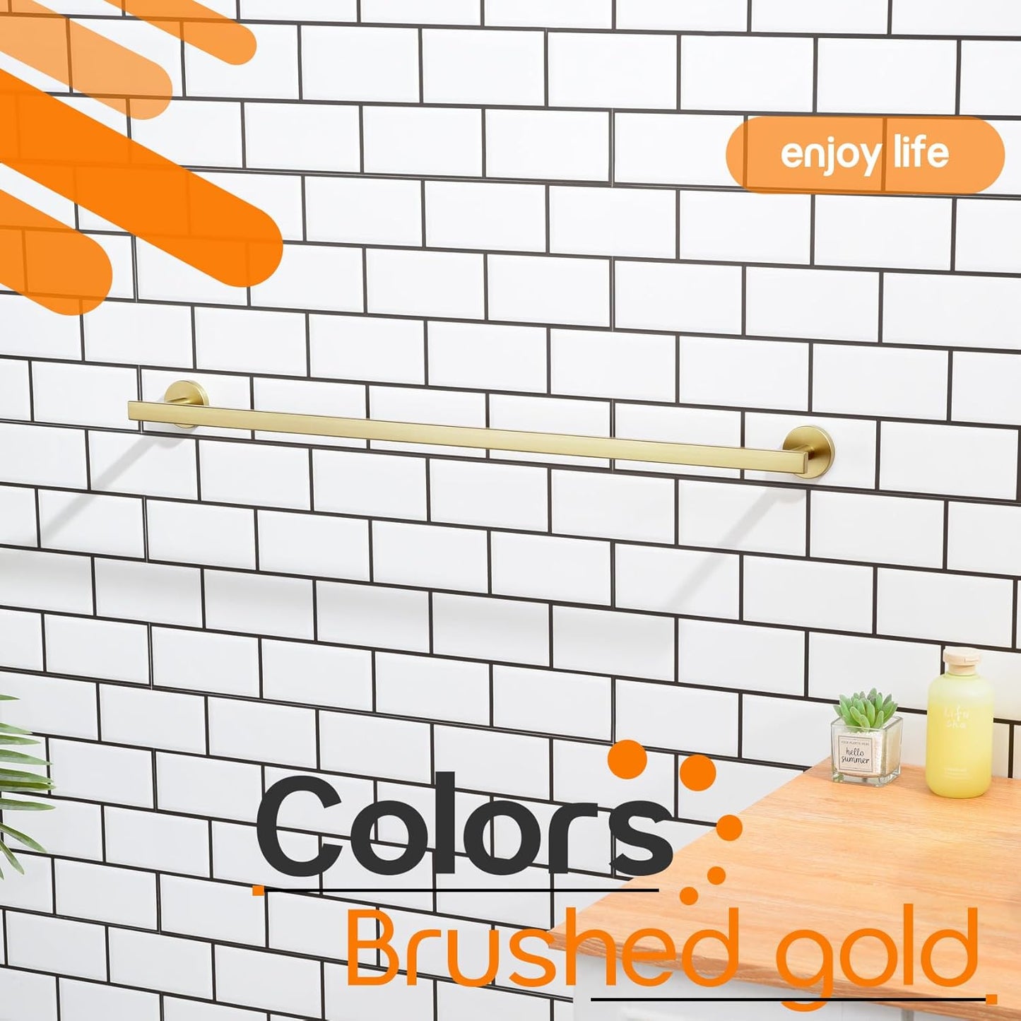 32 Inch Bathroom Towel Bar Bath Towel Rack Kitchen Towel Holder Long Towel Rails Wall Mounted SUS304 Stainless Steel Brushed Gold AN4001GD-L32