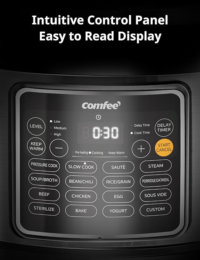 COMFEE’ Pressure Cooker 8 Quart with 16 Cooking Functions, Olla de Presion Non-Stick Pot Yogurt Maker Rice Cooker Slow Cooker Sauté Steamer, Healthy Ceramic Inner Pot