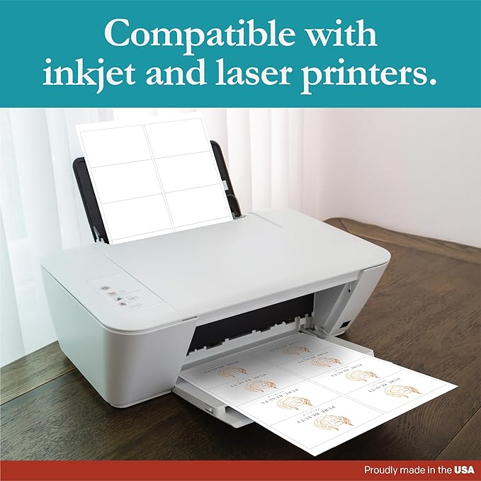 Premium Label Supply White Sticker Shipping/Mailing Labels – 4" x 2.5" – Laser/Inkjet Compatible – (8 per Sheet), 100 Sheets – 800 Total Adhesive Labels