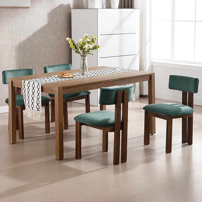 chairus Dining Chairs Set of 4 Velvet Diner Chairs Modern Wood Chairs for Kitchen and Dining Room, Green