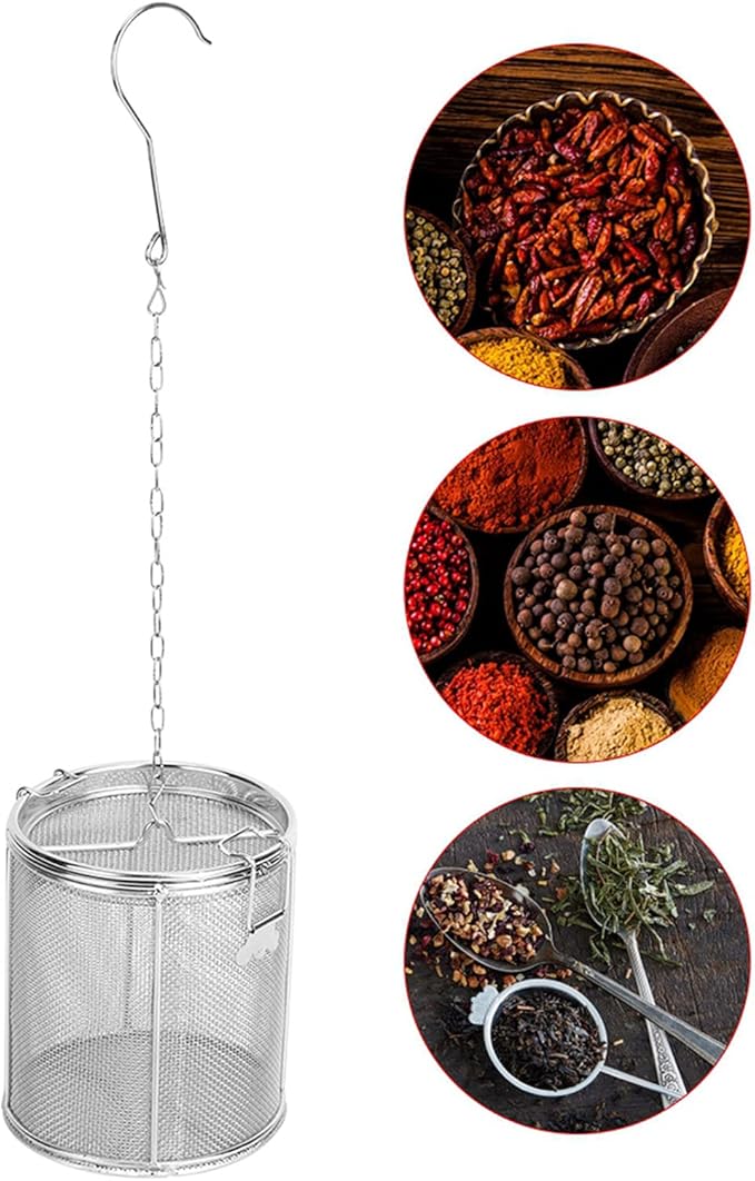 AUNMAS Stainless Steel Tea Ball Strainer and Spice Filter, 4.7 Inch Infusion Basket for Loose Leaf Tea, Soup Seasonings, Broth with Hook,12 x 13cm