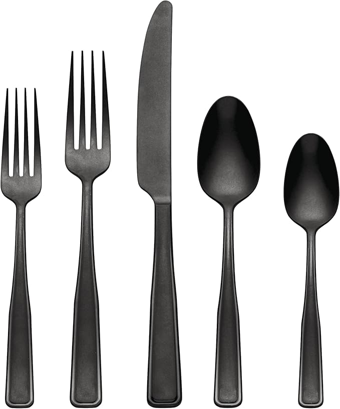 Oneida 896758 Reid Vintage Black Tumbled 20 Piece Flatware Set