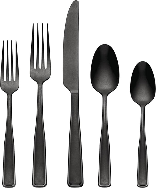 Oneida 896758 Reid Vintage Black Tumbled 20 Piece Flatware Set