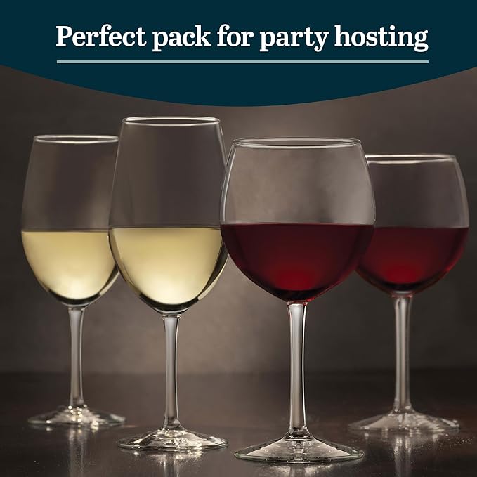 Libbey Vineyard Reserve Wine Glass Set of 8, Clear Wine Glasses for Red and White Wine, Great for Merlot, Bordeaux, Chardonnay, Gifts, Holiday, Birthday Party