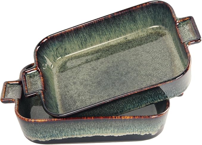 Porcelain Casserole Baking Dish - 23.7 Oz Ceramic Baking Dish Lasagna Pans, Oven Safe Durable Bakeware for Kitchen Home Decor, Banquet and Dinner, Rectangular 2 pieces, 8 x 6 Inch