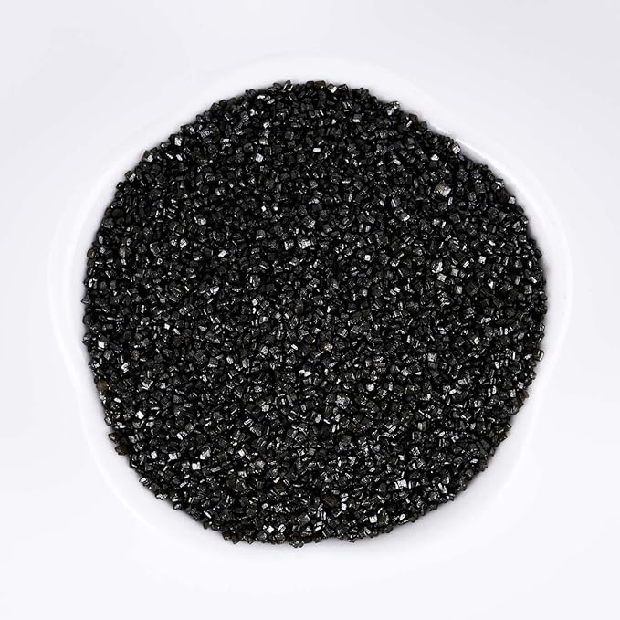 Kasvan Sanding Sugar Sprinkles - Edible Sugar Crystals, Baking Cake Decorations, Ice Cream Toppings cupcake Decorating, Wedding Party Chirstmas Supplies, 85g/3.2oz (Black)