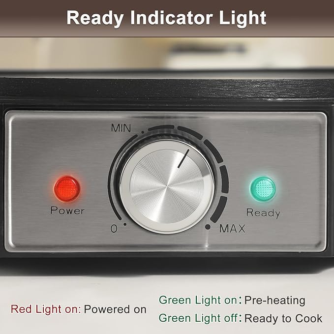 Electric Crepe Maker 12'' & Griddle - Non-Stick Pan With Spreader for Roti, Tortilla, Blintzes, Pancakes - Adjustable Temperature, 1000W