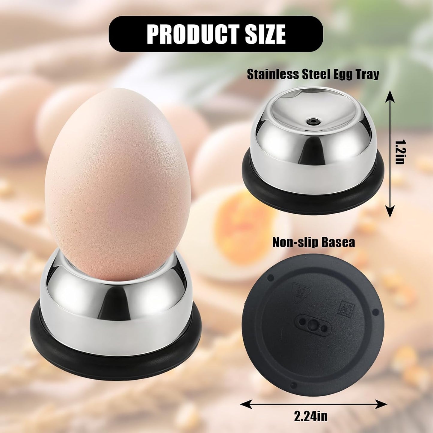 Egg Piercer for Raw Eggs, Stainless Steel Needle Egg Punch Tool with Black Anti-Slip Base to Get Good Hard Boiled Eggs for Home and Commercial Kitchen Use